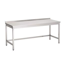 RVS werktafel 80 cm diep zonder bodemschap en opst. rand plat 4 cm