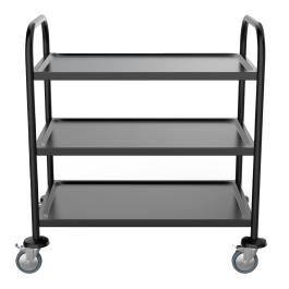 RVS serveerwagen zwart 3 etages gelast - G-Line
