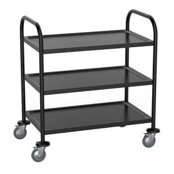 RVS serveerwagen zwart 3 etages - Promoline