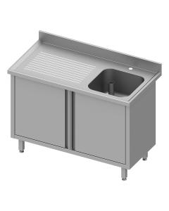 Gesloten RVS Spoeltafel - Draaideuren - 1 Spoelbak Rechts