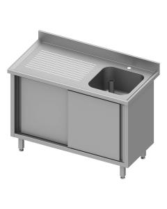 Gesloten RVS Spoeltafel - Schuifdeuren - 1 Spoelbak Rechts