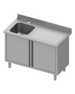 Gesloten RVS Spoeltafel - Draaideuren - 1 Spoelbak Links