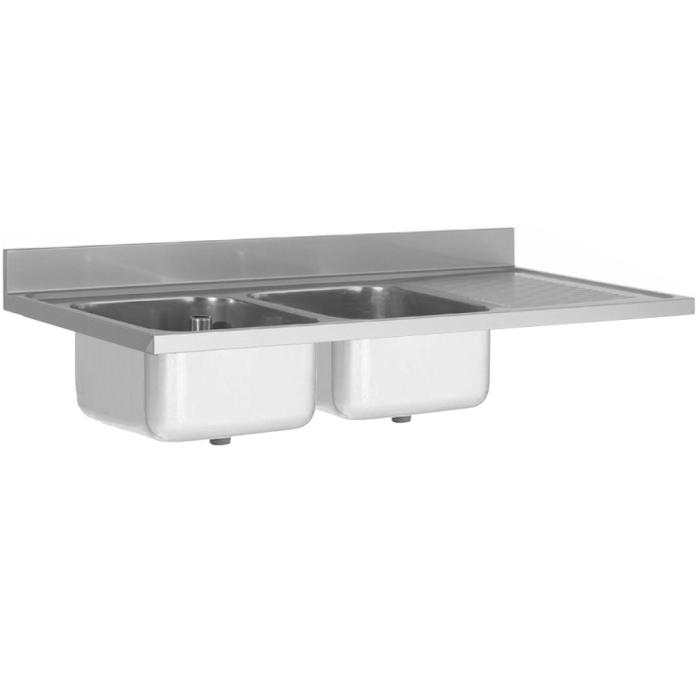 RVS horeca spoelblad 70 cm diep 2 bakken links AC0000392 €540.00