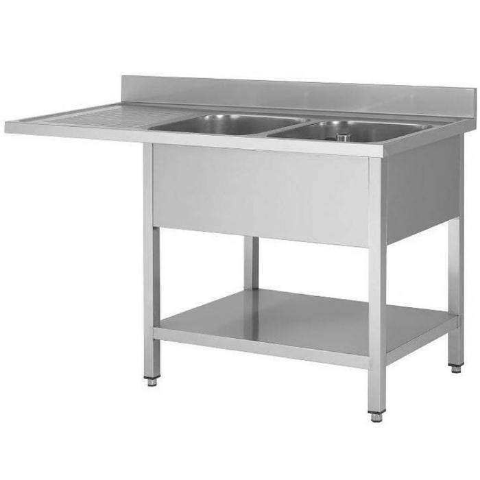 RVS Spoeltafel Voor Vaatwasser - 2 Bakken Rechts - Met Onderschap - Demontabel - G-Line RVS-M-00170 €399.00