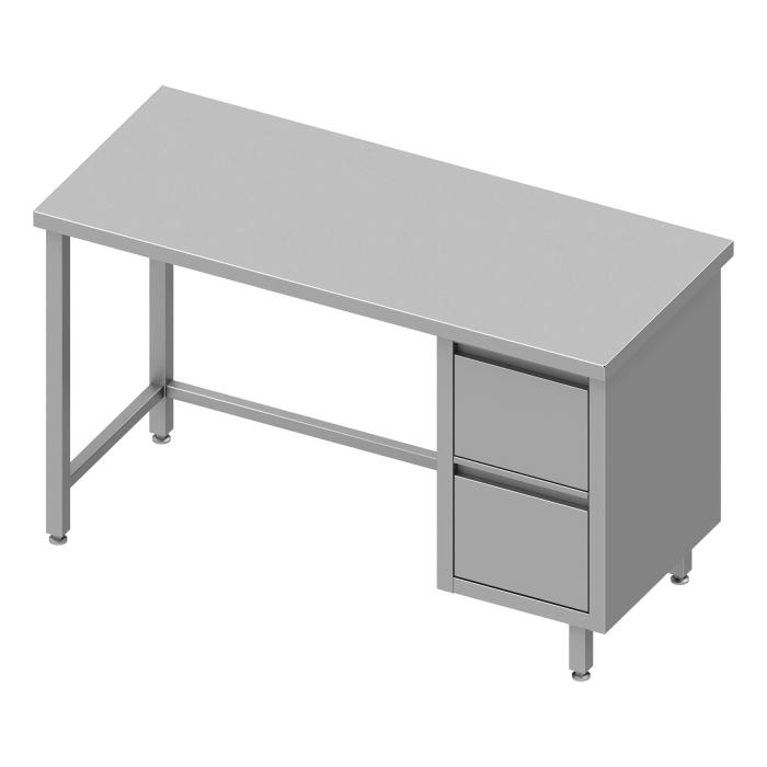 RVS Werktafel - Zonder Onderschap - 2 Lades Rechts RVS-M-00329 €804.00 Open rvs werktafels
