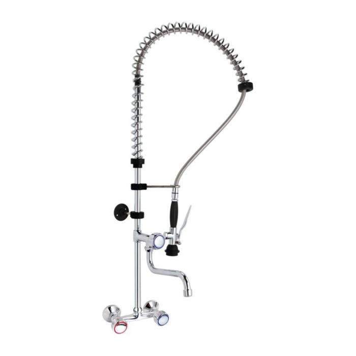 Kraan - Met Voorspoeldouche - Muurmodel - H 161 CM - RVS - Hendi H810293 €468.00 Voorspoeldouche