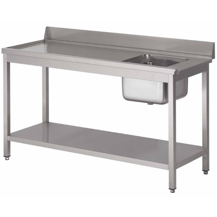 Aanvoertafel - Met Onderschap - Met Opstaande Rand - Met Spoelbak - Rechts van de vaatwasser RVS-M-00372 €499.00