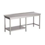 RVS werktafel 60 cm diep met half bodemschap links en opst. rand plat 4 cm 7036033 €417.00